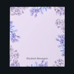 Bloc De Notas Nombre de Flores Lilac de color de agua elegante f<br><div class="desc">Flores de lila púrpura de color agua elegantes con un nombre de personalizable para un bloc de notas personalizado.</div>