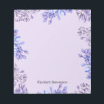 Bloc De Notas Nombre de Flores Lilac de color de agua elegante f<br><div class="desc">Flores de lila púrpura de color agua elegantes con un nombre de personalizable para un bloc de notas personalizado.</div>