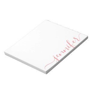 Bloc De Notas Nombre de guión de moda, rosa personalizado
