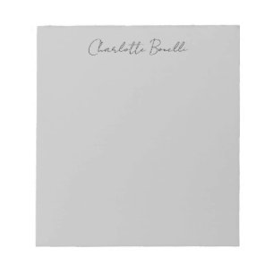 Bloc De Notas Nombre de guión manuscrito minimalista gris