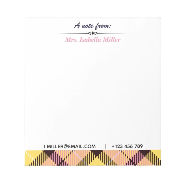 Bloc De Notas Nombre de guión moderno Personalizado Correo elect (Frente)