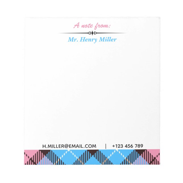 Bloc De Notas Nombre de guión personalizado Correo electrónico T (Frente)