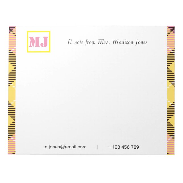 Bloc De Notas Nombre de guión profesional elegante Monograma Tar (Frente)