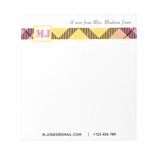 Bloc De Notas Nombre de guión profesional Monograma moderno (Frente)