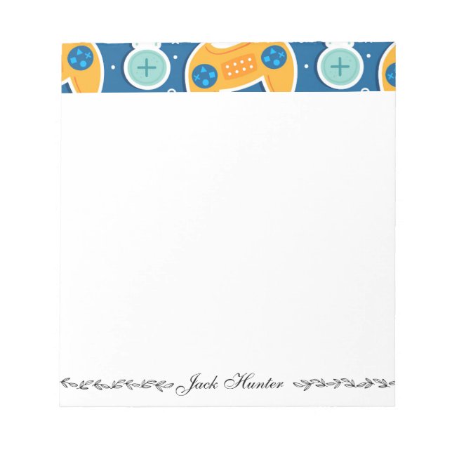 Bloc De Notas Nombre de juego de vídeo azul personalizado (Frente)