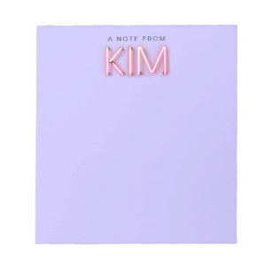 Bloc De Notas Nombre de Kim en luces de neón brillantes