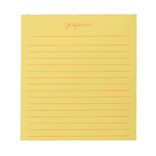 Bloc De Notas Nombre de la letra de mano minimalista amarillo y