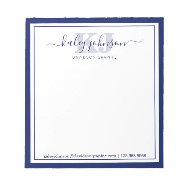 Bloc De Notas Nombre de la Marina de Negocios | De La Oficina De (Frente)