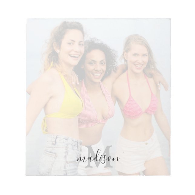 Bloc De Notas Nombre de monograma de fotografía personalizado (Frente)