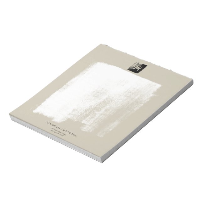 Bloc De Notas Nombre de Monograma Formal Beige Artístico Único E (Lado Izquierdo)