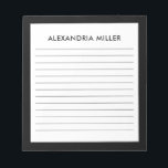 Bloc De Notas Nombre de monograma negro Minimalista personalizad<br><div class="desc">Manténgase organizado y elegante con esta nota personalizada de nombre en monograma negro. Con un diseño elegante y minimalista, este bloc de notas incluye páginas alineadas para facilitar la toma de notas. El tipo de letra negro sobre un fondo blanco se enmarca en negro para una moda y un aspecto...</div>