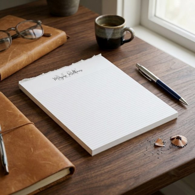 Bloc De Notas Nombre de monograma personalizado simplemente mini (Classic Modern Simple Monogram Lined Note pad
)