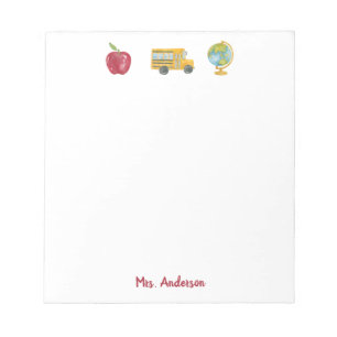 Bloc De Notas Nombre de profesor de bus escolar de Apple Cute Wa