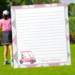 Bloc De Notas Nombre del carrito de golf color agua rosa<br><div class="desc">Un encantador carrito de golf único — acuarela rosa — hecho con gusto — listo para correr el campo — el cuaderno. Este es un gran regalo para todos los amantes del golf - divertido / atractivo / único. Personalízalo con tu nombre. Si tiene alguna pregunta de diseño o una...</div>