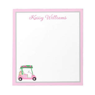 Bloc De Notas Nombre del carrito de golf personalizado rosa