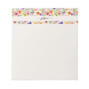 Bloc De Notas Nombre del guión elegante de flores silvestres
