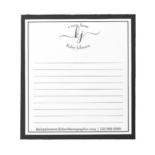 Bloc De Notas Nombre del guión en blanco negro   De La Oficina D
