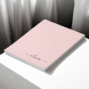 Bloc De Notas Nombre del Monograma de Rubor Dusty Pink Moderne S