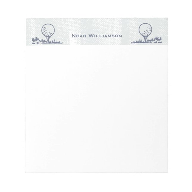 Bloc De Notas Nombre del Monograma Retro de Golfer Golf Ball (Frente)