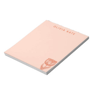 Bloc De Notas Nombre del Naranja rosado del dibujo floral de tul