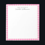 Bloc De Notas Nombre del patrón de plancha de Gingham rosa de la<br><div class="desc">Bloc de notas de patrón de plancha de Gingham rosa de color blanco</div>