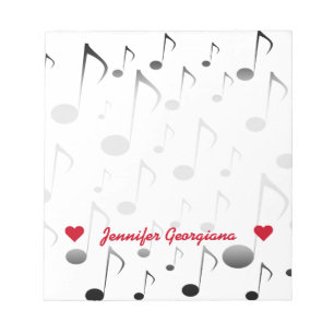 Bloc De Notas Nombre del personalizable; muchas notas musicales