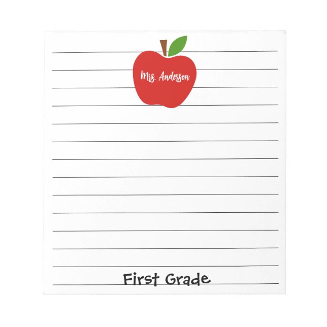 Bloc De Notas Nombre del profesor y grado Apple (Frente)