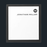 Bloc De Notas Nombre inicial y inicial masculino minimalista<br><div class="desc">Este elegante y sencillo bloc de notas presenta la tipografía clásica de bloques que usted eligió,  su texto inicial y el nombre o personalizado de su elección.</div>