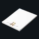 Bloc De Notas Nombre moderno del guión de mano del monograma de<br><div class="desc">Novelas modernas y elegantes personalizadas con un monograma o iniciales en oro y un nombre en un elegante guión manuscrito de moda en negro. CAMBIOS: Cambie el estilo de letra del texto, color, tamaño y ubicación para un aspecto personalizado haciendo clic en PERSONALIZAR MÁS AÚN en la parte inferior de...</div>