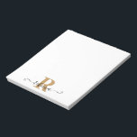 Bloc De Notas Nombre moderno del guión de mano del monograma de<br><div class="desc">Novelas modernas y elegantes personalizadas con un monograma o iniciales en oro y un nombre en un elegante guión manuscrito de moda en negro. CAMBIOS: Cambie el estilo de letra del texto, color, tamaño y ubicación para un aspecto personalizado haciendo clic en PERSONALIZAR MÁS AÚN en la parte inferior de...</div>