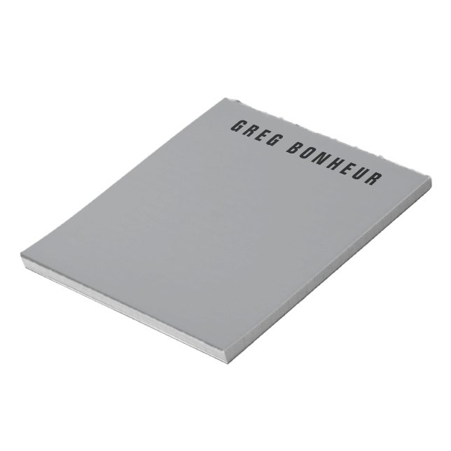 Bloc De Notas Nombre moderno y elegante | Gris y negro (Lado Izquierdo)