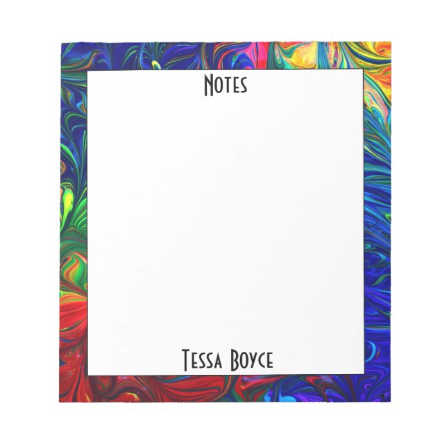 Bloc De Notas Nombre Monogramado único de color divertido (Frente)