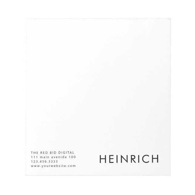 Bloc De Notas Nombre Negrita Profesional Empresarial (Frente)