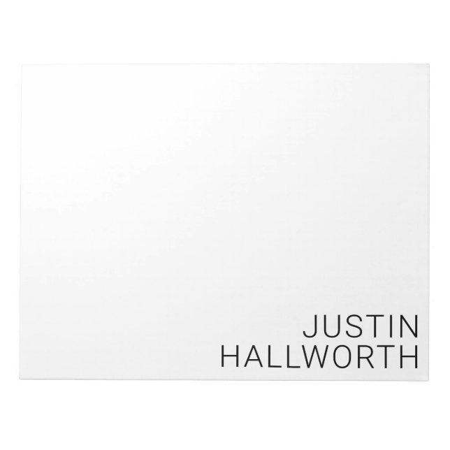 Bloc De Notas Nombre Negro Moderno sobre Blanco (Frente)