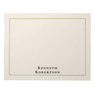 Bloc De Notas Nombre Negro Oro Crema Personalizado Minimalista H