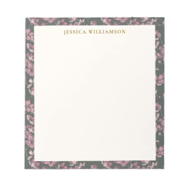 Bloc De Notas Nombre personal floral rosa nostálgico