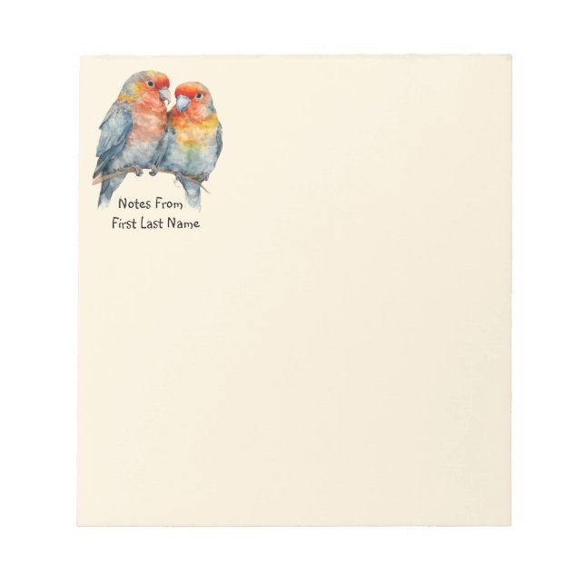 Bloc De Notas Nombre personalizado Arte natural de aves tropical (Frente)