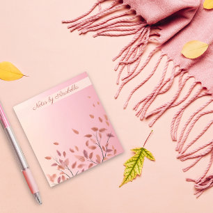 Bloc De Notas Nombre personalizado Boho Autumnal de hoja rosa