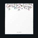 Bloc De Notas Nombre Personalizado Botánico Ilustrado Moderno<br><div class="desc">Este bloc de notas,  con un diseño botánico fresco y fresco en naranja,  verde,  azul y rosa,  es perfecto para volver a la escuela o para viajes de negocios y papelería personal. Parte de la colección Garden Fiesta de Parcel Studios.</div>