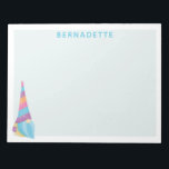 Bloc De Notas Nombre personalizado de color mágico de Gnome unic<br><div class="desc">Este lindo bloc de notas presenta un caprichoso y mágico ilustracion de unicornio en azul y morado. Personalízalo con tu nombre. Gran idea de regalo.</div>