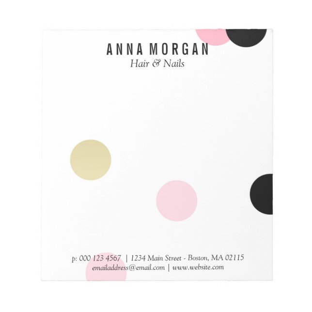 Bloc De Notas Nombre personalizado de confeti rosado y negro gra (Frente)