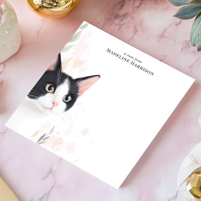 Bloc De Notas Nombre personalizado de gato de tuxedo blanco y ne (Subido por el creador)