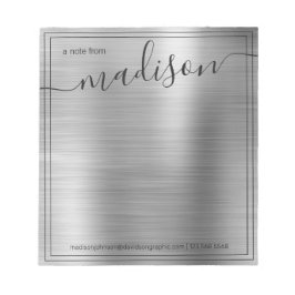 Bloc De Notas Nombre Personalizado De Gris Plateado Del Escritor