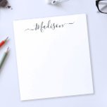 Bloc De Notas Nombre personalizado de guión rápido Minimalista d<br><div class="desc">Elegante bloc de notas en blanco y negro con su nombre personalizado en caligrafía de escritura a la moda con flores. Minimalista y moderno,  este sencillo diseño de diseño es elegante y elegante.</div>