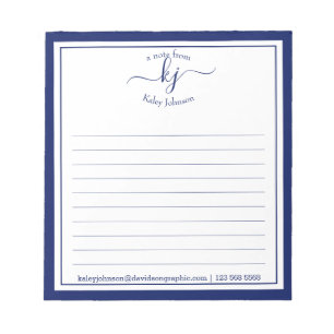 Bloc De Notas Nombre personalizado de la marina   De La Oficina 