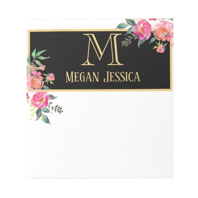 Bloc De Notas nombre personalizado de mujer monogramada (Frente)