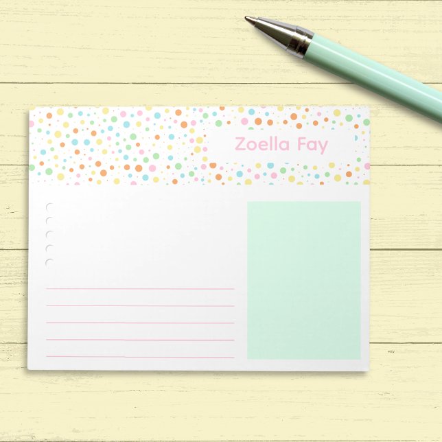 Bloc De Notas Nombre personalizado del alumno del punto de polka (Colorful Dot Pattern Personalized Back-to-School Notepad)