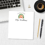 Bloc De Notas Nombre personalizado del boho arcoiris colorido de<br><div class="desc">Este es un moderno profesor colorido Boho Rainbow Custom Name Note Pad!</div>