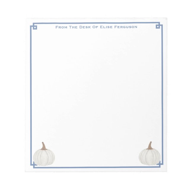 Bloc De Notas Nombre personalizado del borde azul de la calabaza (Frente)