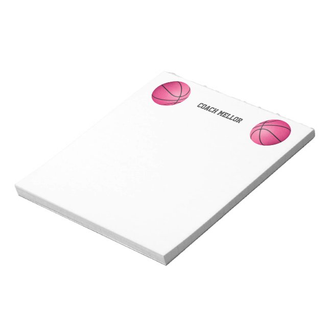 Bloc De Notas nombre personalizado del entrenador de básquetbol  (Lado Izquierdo)